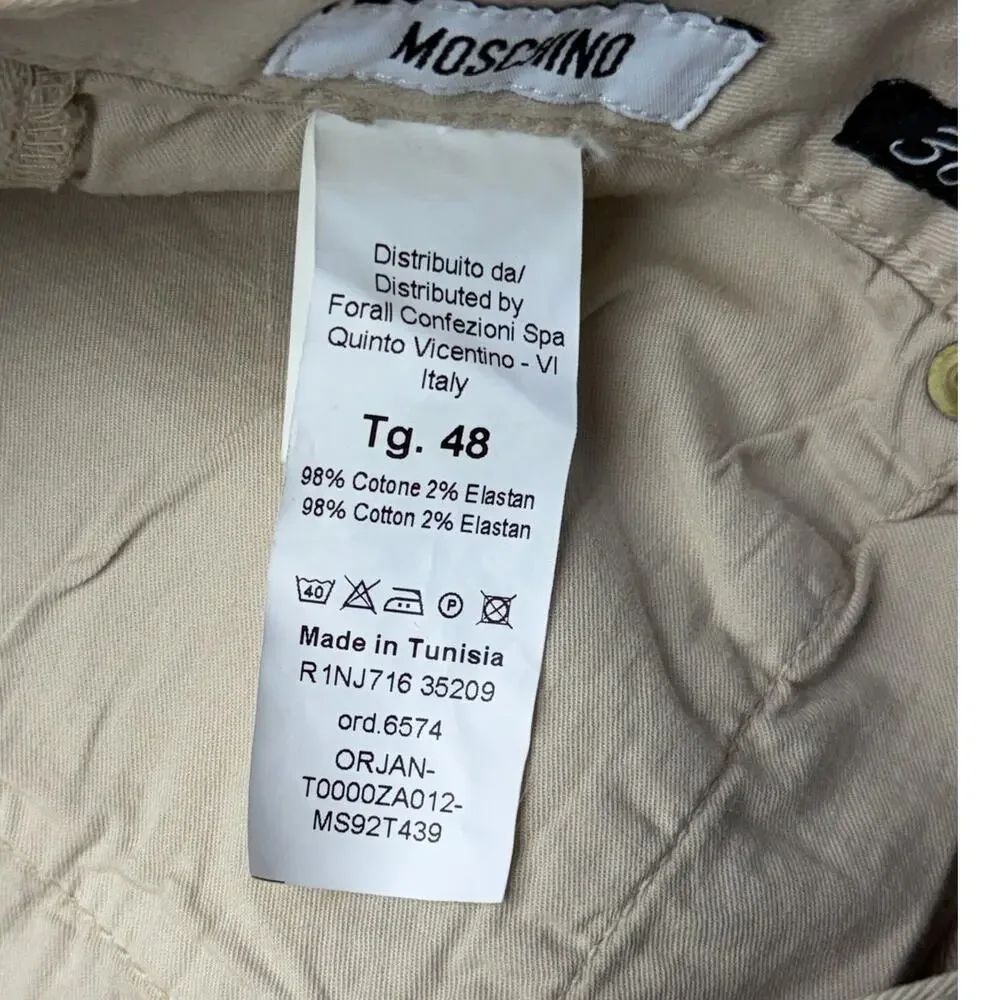 Moschino 30 Years Mens Jeans IT 48 US 32 Beige Slim Fit Stretch NWT NEW